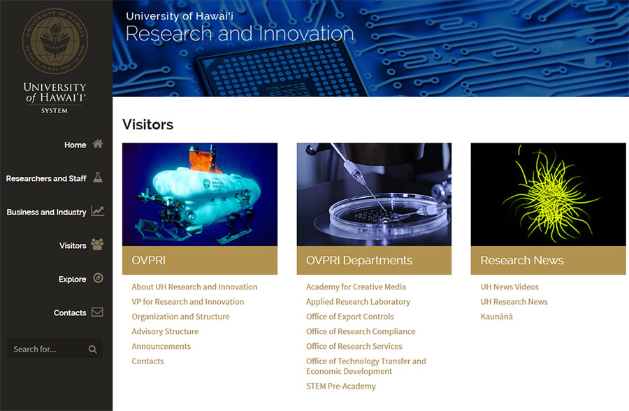 UH Research Website Development Sub-page Design
